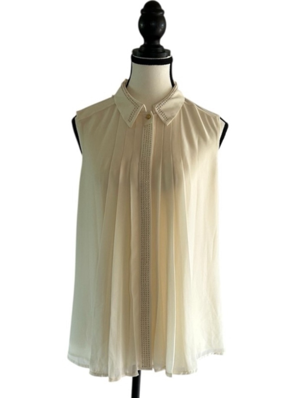 Ted Baker Sleeveless Ivory/Butter Yellow Blouse Size S Bohemian Romantic Summer